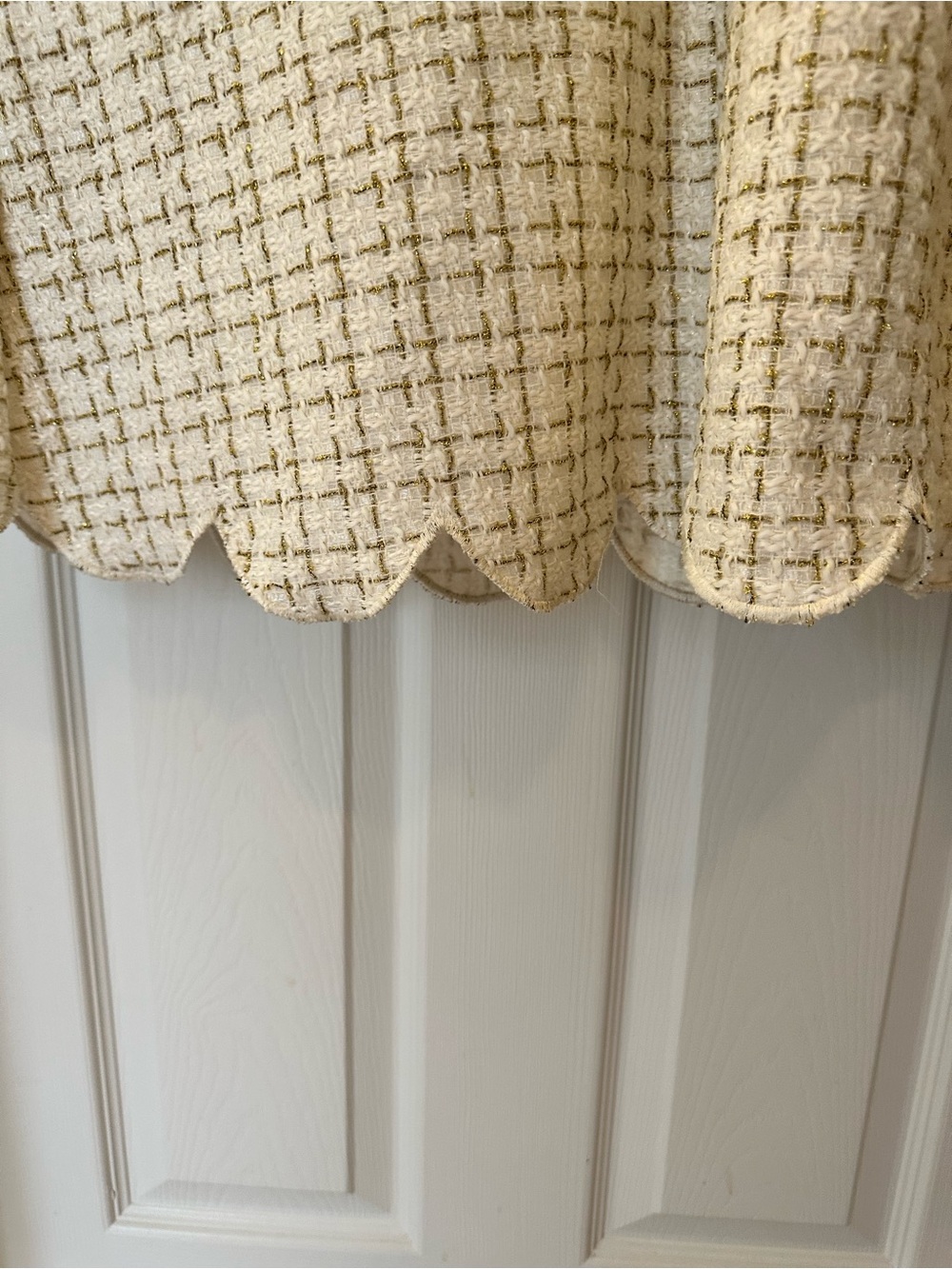 Simply Southern Cream Tweed Puff-Sleeve Dress with Pearl/Gold Buttons - Picture 8 of 9